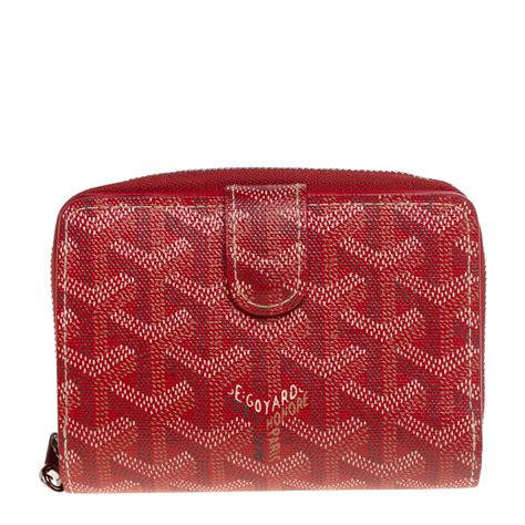 goyard zip red wallet